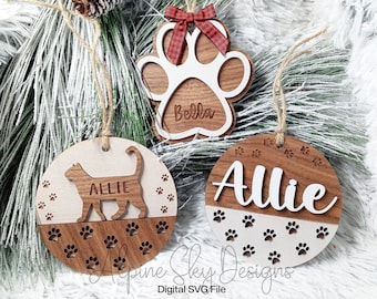 Cat Ornament SVG Bundle | Glowforge Ornament Files | Cat Ornaments SVG | Pet Ornament Laser File | Glowforge Christmas Ornaments | Cat SVG