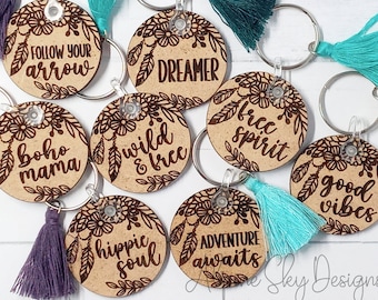 Boho Keychain SVG Bundle | Wristlet Keychain SVG Glowforge | Floral Boho Svg Files Laser | Boho Keychains Svg | Wristlet Svg Glowforge Files
