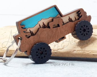 Offroad Keychain SVG | Offroad Vehicle SVG Keychain | Glowforge Keychain SVG Laser | Mountain Keychain Svg Files | Offroad Keychain 4x4