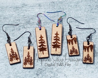 Forest Earrings SVG Bundle | Mountain Earring SVG Bundle | Earring SVG Files For Laser | Glowforge Earring Svg Files | Tree Earrings Svg