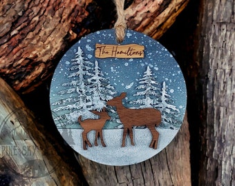 Deer Ornament SVG Glowforge Laser Deer Christmas Ornament SVG File Layered Ornament SVG Deer Svg Christmas Ornaments Svg Glowforge Doe Fawn