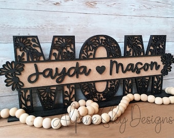 1/8 Mothers Day Sign SVG | Mom Sign SVG | Mothers Day SVG Files Glowforge | Mothers Day Svg Laser | Glowforge Files Mom Svg Names Floral