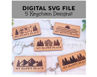 Keychain SVG Glowforge | Keychain SVG Bundle | Key Chain SVG | Keychain Laser Files | Keychain Svg Files | Glowforge Keychain File Keychains