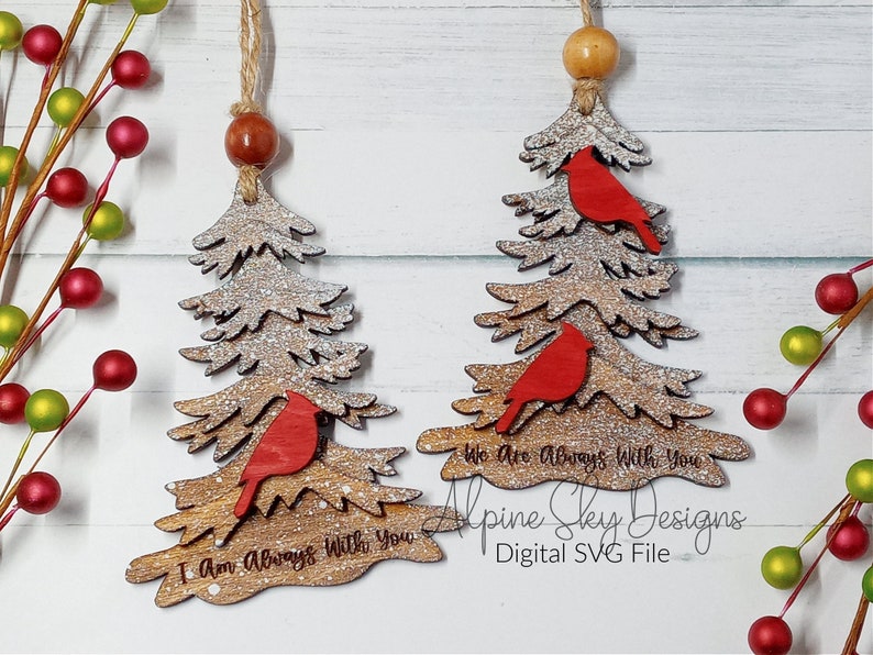 Cardinal Ornament SVG | I Am Always With You Ornament SVG | Memorial Ornament SVG | Glowforge Christmas Ornaments Svg Files | Cardinal Svg image 1