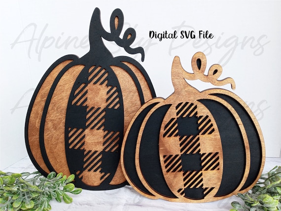 Plaid Pumpkins SVG Laser File For Glowforge | Pumpkin SVG Glowforge | Fall Laser Cut Files | Fall Glowforge SVG | Halloween Laser Files Set
