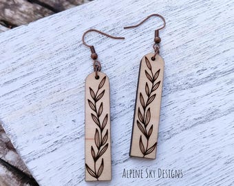 Leafy Vine Earring SVG File For Glowforge Laser Floral Earring SVG Leaf Earrings SVG Glowforge Earrings Svg Boho Nature Earrings Svg Laser