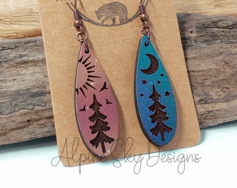 Night & Day Teardrop Earrings SVG | Teardrop Earring SVG | Sun And Moon Earrings SVG Laser | Glowforge Earring Files | Celestial Earring Svg