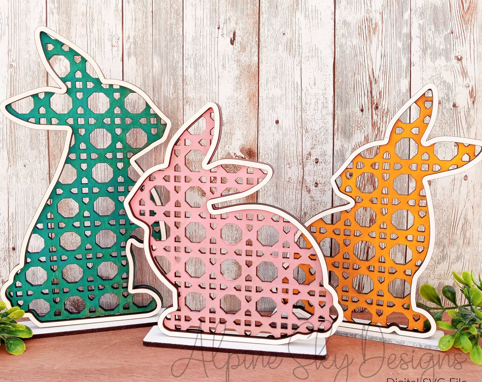 Rattan Bunny SVG Bundle Bunnies SVG File Standing Bunnies Etsy