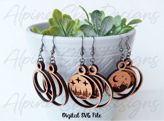 Glowforge Earring Files | Mountain Earring SVG | Forest Earring SVG | Glowforge Earring Svg Files | Earrings SVG Glowforge | Glowforge Files