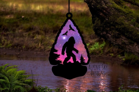 Bigfoot Suncatcher SVG For Glowforge Laser Sasquatch Suncatcher SVG File Bigfoot SVG Files Sasquatch Svg Files Arrowhead Svg Suncatchers