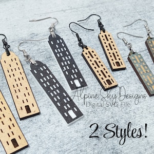Skyscraper Earrings SVG Bundle | Skyscraper Earring Svg Files | Glowforge Earring Svg Files | Skyscraper Svg | City Earrings Svg Laser
