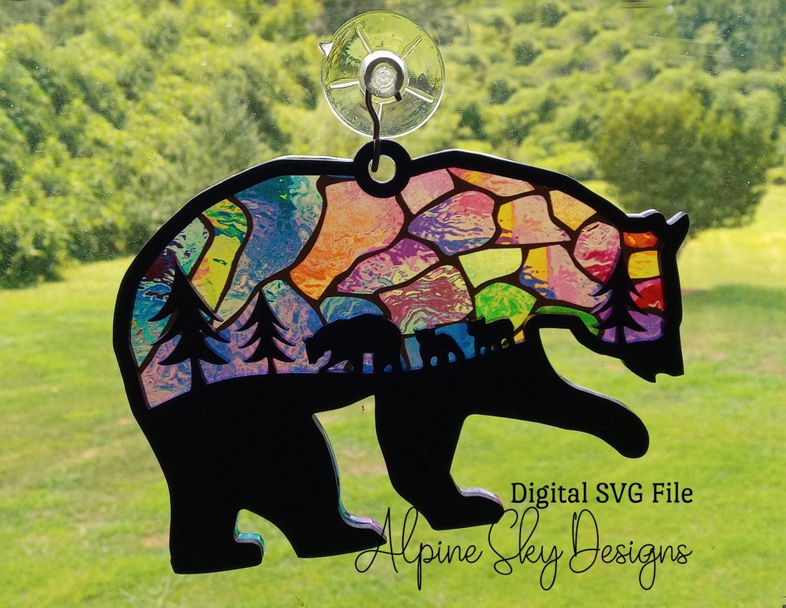 Bear Suncatcher SVG for Bear Sun Catcher SVG File Etsy
