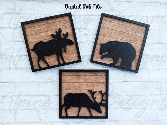 Woodland Animals SVG Glowforge Files | Laser Files | Glowforge Files | Bear SVG | Deer SVG | Moose Svg | Forest Animals Svg | Laser Cut File