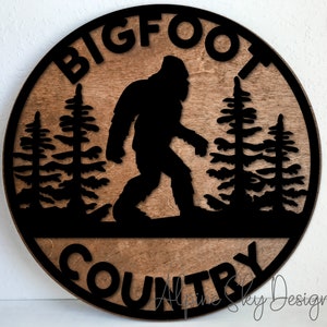 Bigfoot Country Sign SVG | Bigfoot Round Sign SVG | Glowforge Files Bigfoot | Outdoor Sign SVG | Sasquatch Svg Files Laser | Bigfoot Country