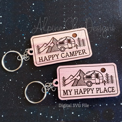 Camping Keychain SVG Bundle Happy Camper Keychain SVG for Etsy