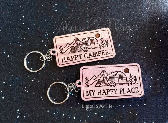 Camping Keychain SVG Bundle Happy Camper Keychain SVG for - Etsy