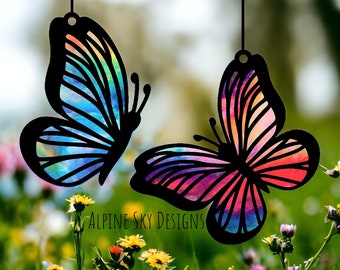 Butterfly Suncatcher SVG For Laser 2 Styles Butterflies Suncatcher SVG Glowforge Butterfly Svg Files Suncatcher Svg Files Butterfly Ornament