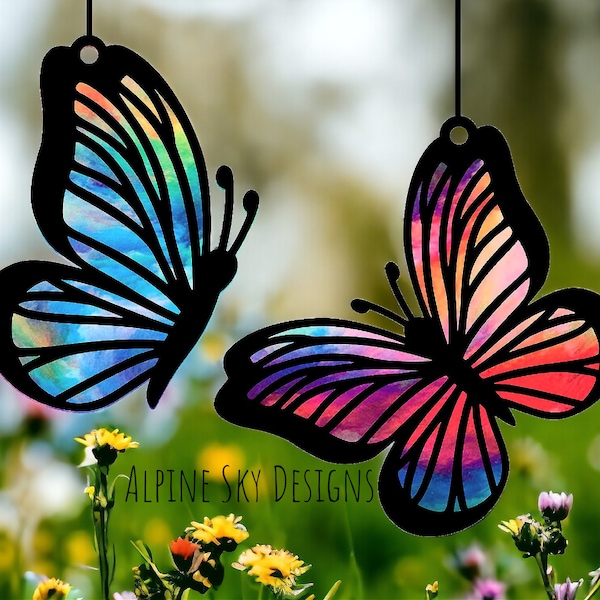 Butterfly Suncatcher SVG For Laser 2 Styles Butterflies Suncatcher SVG Glowforge Butterfly Svg Files Suncatcher Svg Files Butterfly Ornament