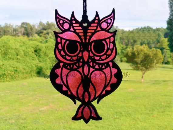 Owl Suncatcher SVG File Glowforge Laser Owl SVG Files Owl Suncatcher Svg Laser Glowforge Suncatchers Owls Owl Car Charm Svg Owl Ornament Svg