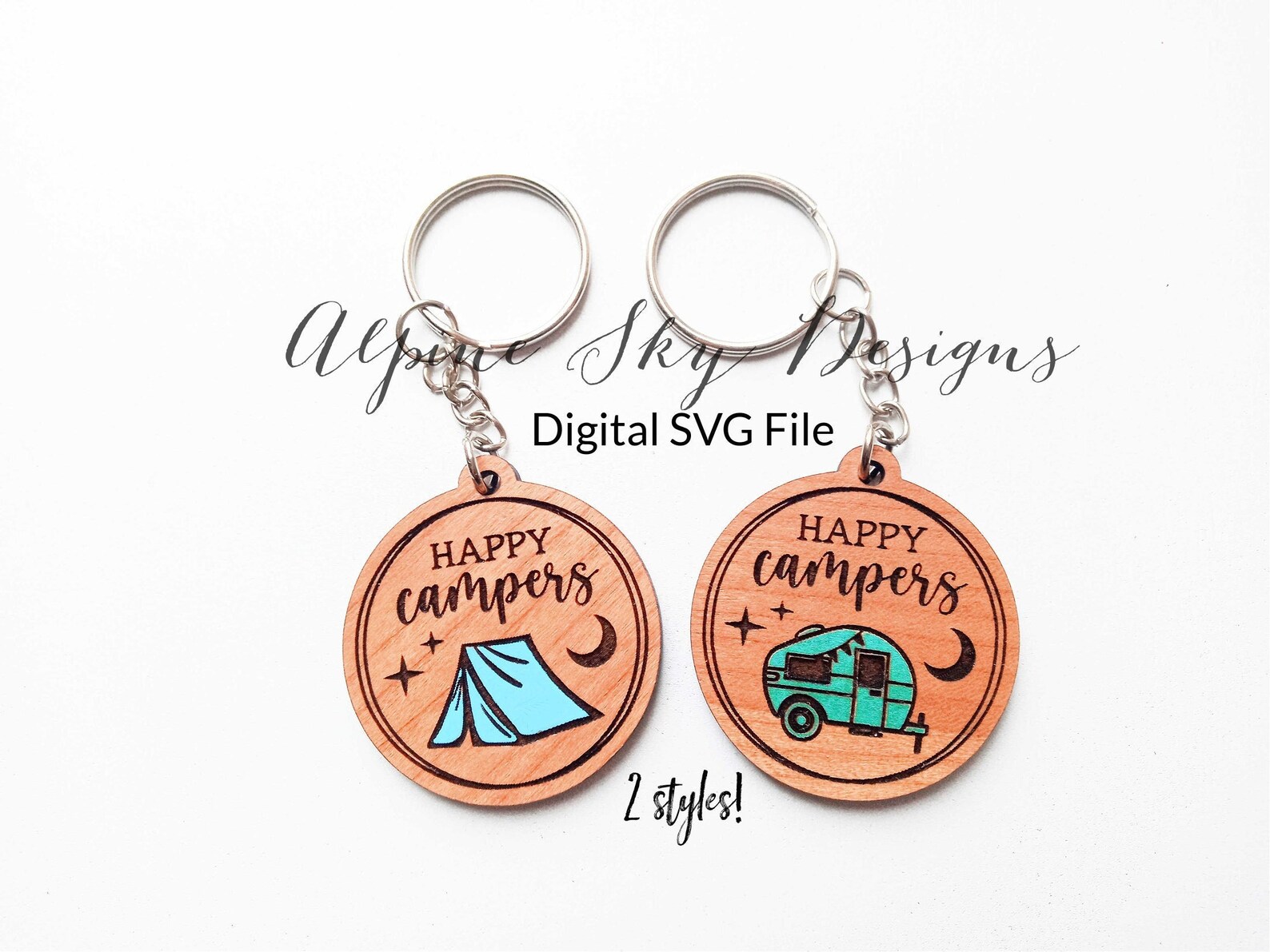 Happy Campers Keychain SVG File Glowforge Keychain Files | Etsy