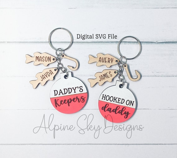 Hooked On Daddy Keychain SVG | Daddy's Keepers Keychain SVG | Fathers Day Glowforge Files | Fathers Day Laser Files | Hooked On Dad Svg Fish