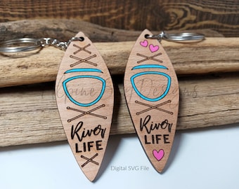 Kayak Keychain SVG | Kayaking Keychain SVG | River Life Svg Keychain | Glowforge Keychain Files | Laser Keychain SVG | Kayak Svg | River Svg