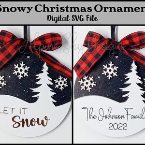 Christmas Ornament SVG For Glowforge | Let It Snow Ornament SVG | Glowforge Christmas Ornaments | Ornament Svg Files Laser | Let It Snow Svg