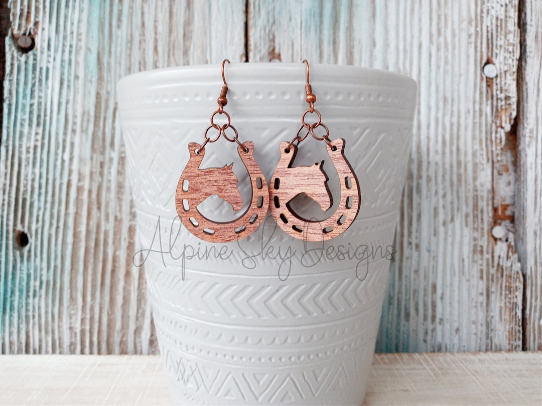 Horseshoe Earrings SVG Horse Earring SVG Horse Earrings Laser Files Horse Earring Svg