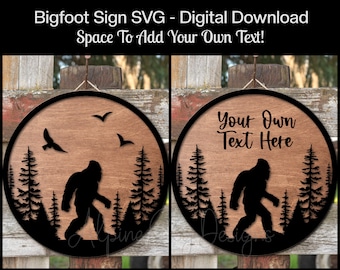 Bigfoot Sign SVG For Glowforge | Bigfoot SVG File | Sasquatch SVG | Glowforge Files | Mountain Svg Files | Bigfoot Svg Bundle Laser Cut Svg