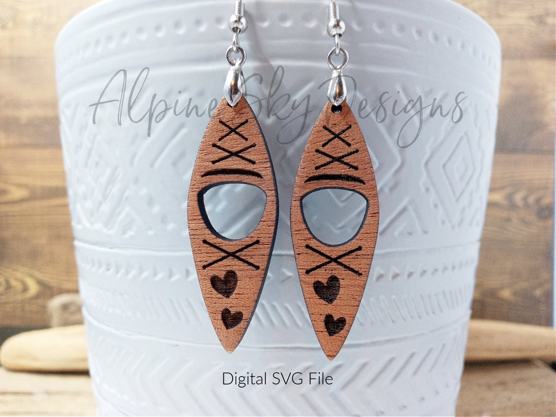 Kayak Earrings SVG Kayaking Earrings Svg File Etsy