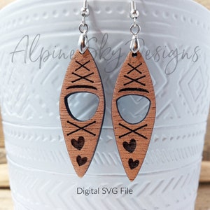 Kayak Earrings SVG | Kayaking Earrings Svg File | Glowforge Earring Files | Nature Earring Svg | River Svg Files | Laser File Earrings Kayak