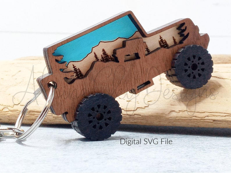 Offroad Keychain SVG Offroad Vehicle SVG Keychain Glowforge Keychain SVG Laser Mountain Keychain Svg Files Offroad Keychain 4x4 image 1