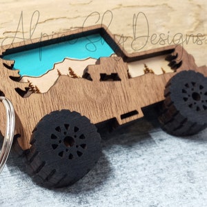 Offroad Keychain SVG Offroad Vehicle SVG Keychain Glowforge Keychain SVG Laser Mountain Keychain Svg Files Offroad Keychain 4x4 image 3