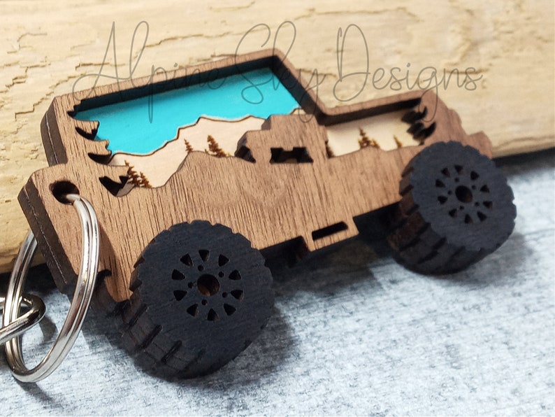 Offroad Keychain SVG Offroad Vehicle SVG Keychain Glowforge Keychain SVG Laser Mountain Keychain Svg Files Offroad Keychain 4x4 image 3