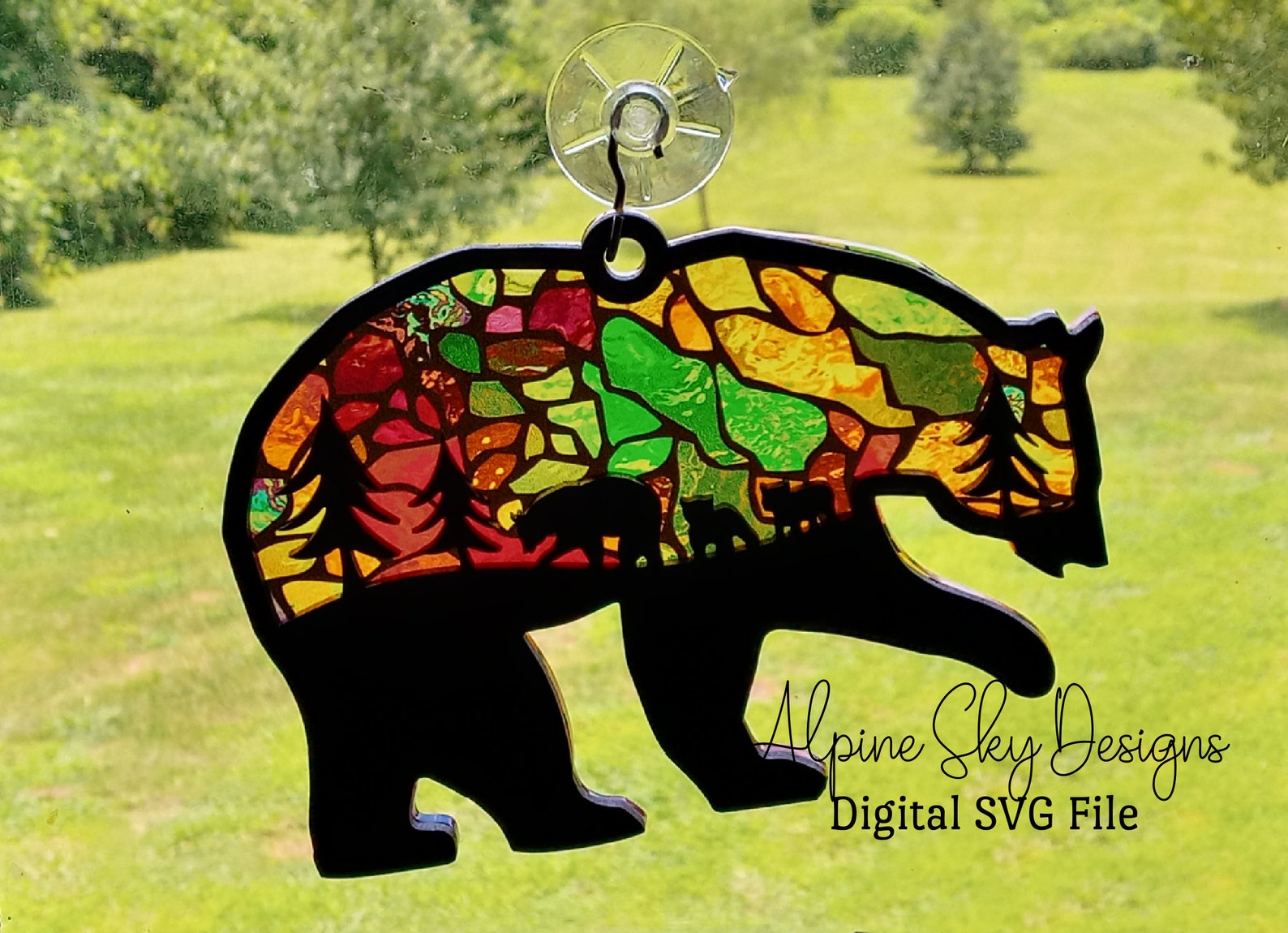 Bear Suncatcher SVG for Bear Sun Catcher SVG File Etsy