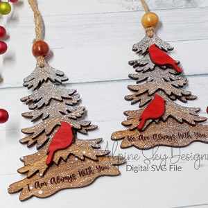 Cardinal Ornament SVG | I Am Always With You Ornament SVG | Memorial Ornament SVG | Glowforge Christmas Ornaments Svg Files | Cardinal Svg image 2