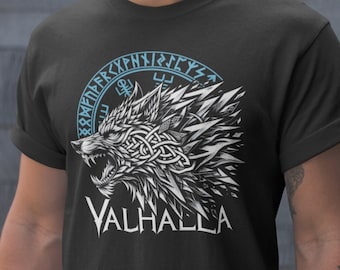 Walhalla Wolf Odins Runen Nordischer Kompass Wikinger T-shirt Warrior Odin Embrace the Norse warrior spirit with this unisex cotton t-shirt