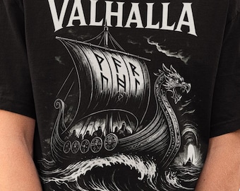 Wikinger Drachenboot Valhalla Shirt Nordische Mythologie - Organic Oversize Shirt