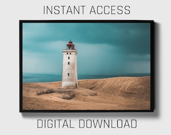 Denmark lighthouse printable, digital download, printable wall art, minimalist wall decor, instant download, coastal wall art, sea view