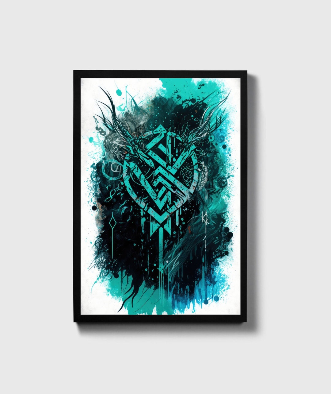 Viking Runic Art, Viking Graffiti Print, Viking Wall Decor, Viking
