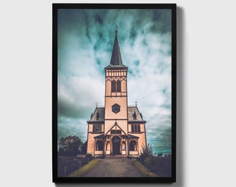 Vaganchurch Photo, Lofotkatedralen, Photo Print, Nordic Landscape, Scenic View, Wall Art, Home Decor, Nordic Art, Tourist Gift,