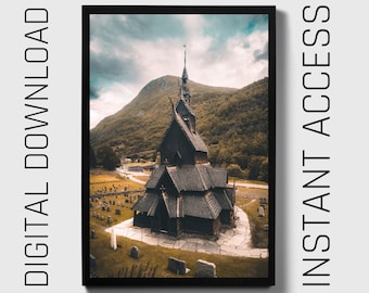 Ancient Borgund Stave Church - Nordic Heritage DIGITAL DOWNLOAD