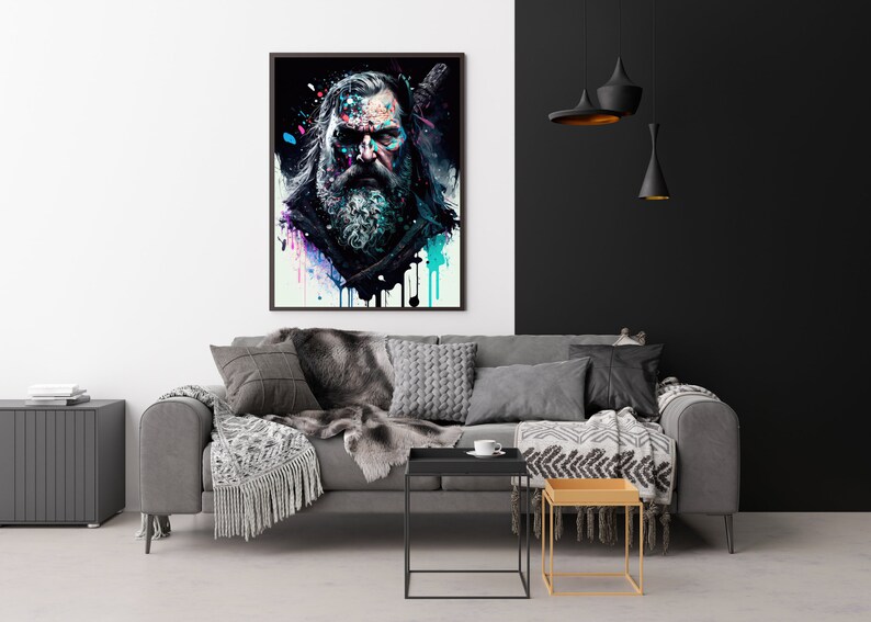 Graffiti Wall Art, Odin Wall Art, Wall Art Canvas, Pop Art Canvas, Pop Culture Wall Art, Graffiti Art Canvas, Odin Print, Extra Large Wall image 6