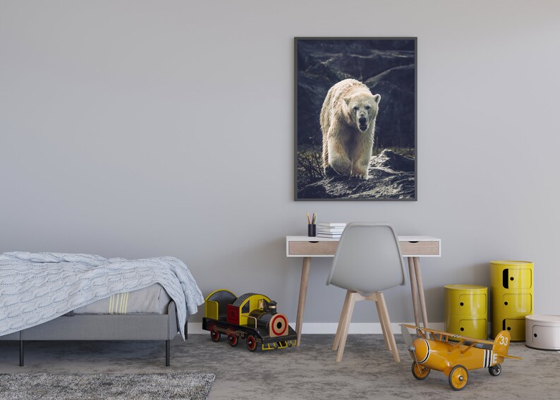 Polar Bear Printable, Digital Download arctic animal art, wildlife wall decor, digital download art, animal lover gift, snow bear photograph image 8