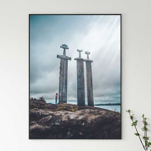 Swords Rock Poster, Sverd i Fjell Canvas, Wall Art Decor, Home Decor, Nordic Art, Stavanger Landmark, Iconic Symbol, High-Quality Print, image 5