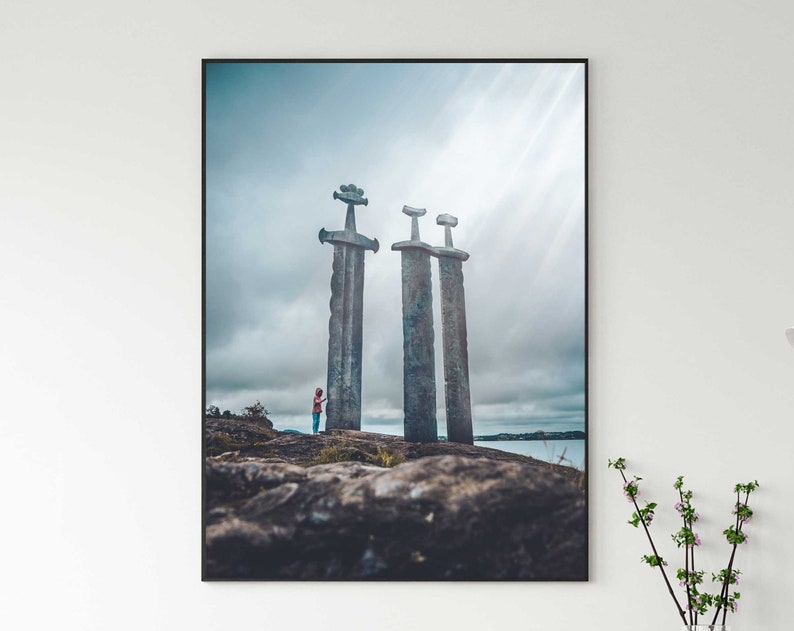 Swords Rock Poster, Sverd i Fjell Canvas, Wall Art Decor, Home Decor, Nordic Art, Stavanger Landmark, Iconic Symbol, High-Quality Print, image 5