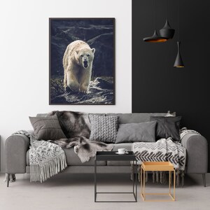 Polar Bear Printable, Digital Download arctic animal art, wildlife wall decor, digital download art, animal lover gift, snow bear photograph image 5