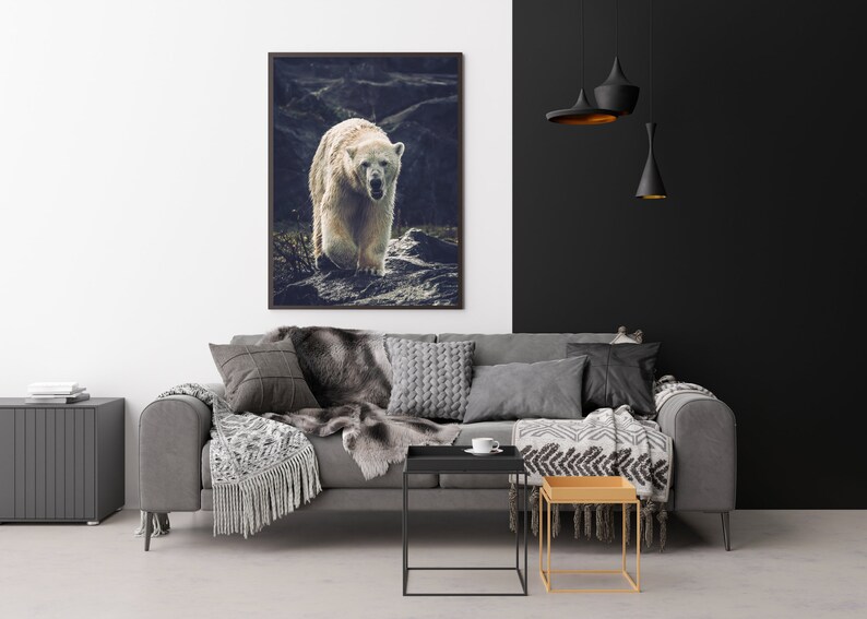 Polar Bear Printable, Digital Download arctic animal art, wildlife wall decor, digital download art, animal lover gift, snow bear photograph image 5