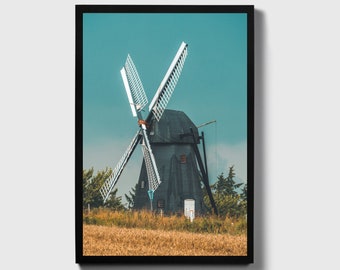 Windmill Field, Field Print, Windmill Poster, Windmill Canvas, Windmill Framed, Windmill Art, Field Art, Windmill Scene, Field Scene,