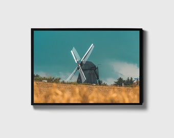 Windmill Field, Field Print, Windmill Poster, Windmill Canvas, Windmill Framed, Windmill Art, Field Art, Windmill Scene, Field Scene,